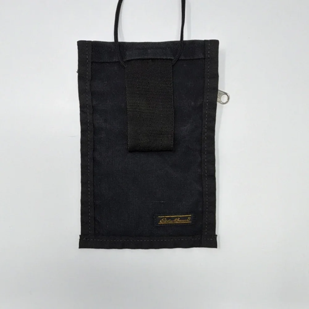Eddie Bauer Utility Neck Pouch Belt Loop Two Pocket Black Khaki - Picture 2 of 12